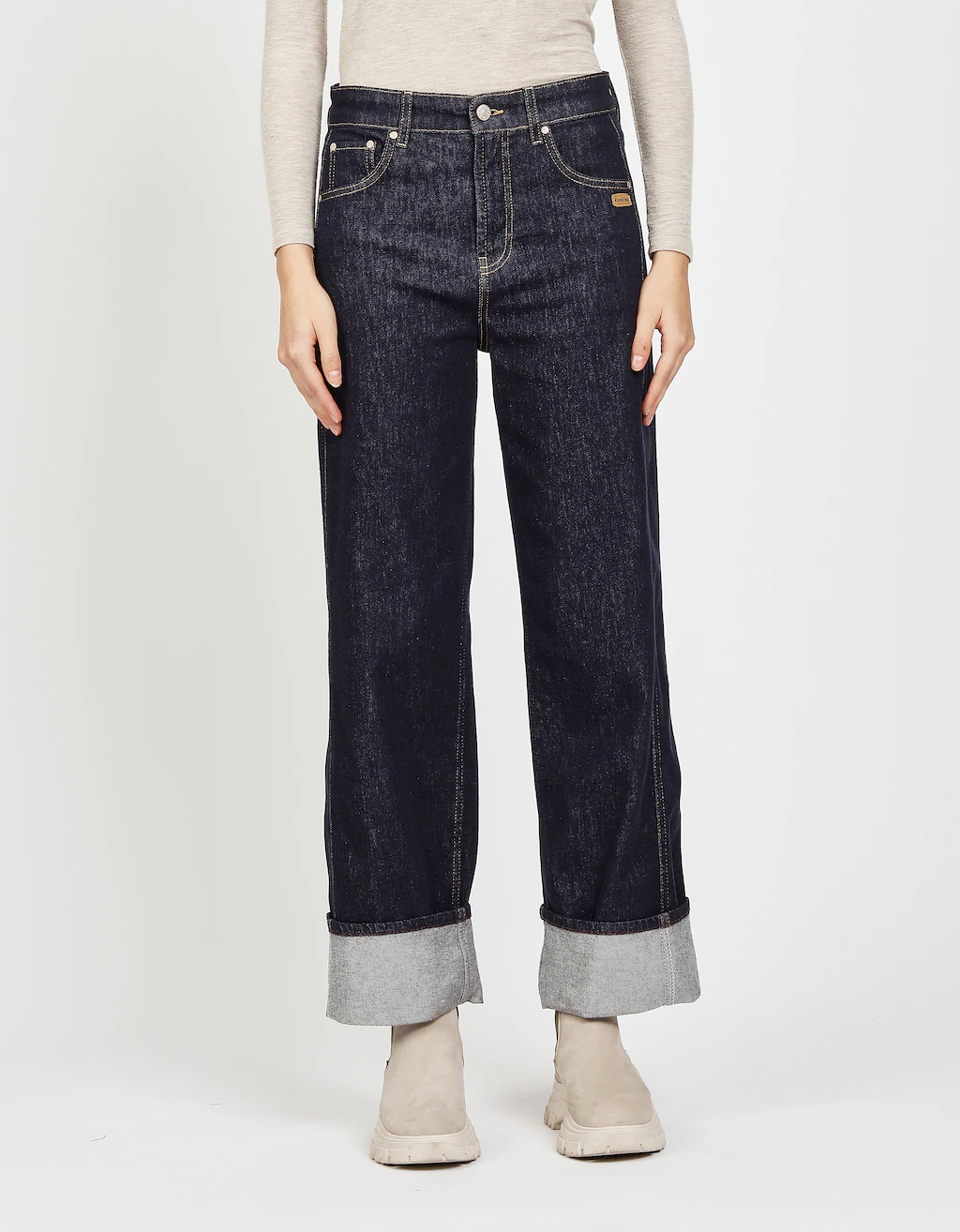 GANG Straight-Jeans "94BLAKE STRAIGHT", hoher Bund, Umschlag am Saum günstig online kaufen
