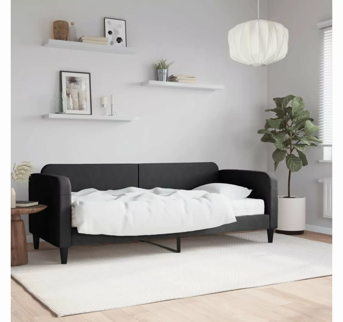 vidaXL Gästebett Gästebett Tagesbett mit Matratze Schwarz 80x200 cm Stoff B günstig online kaufen