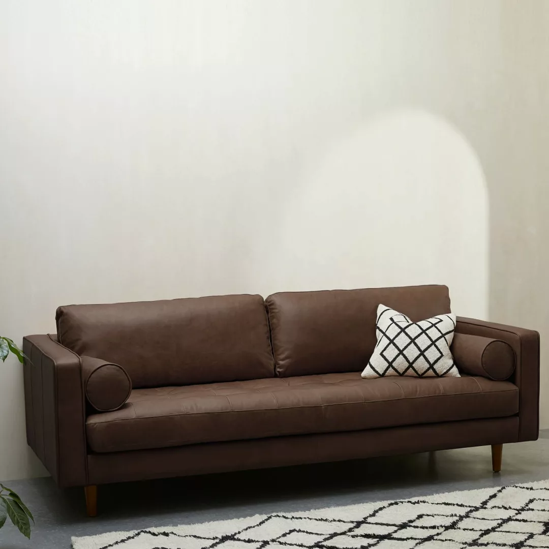 Scott 3-Sitzer Sofa, Leder in Mokkabraun - MADE.com günstig online kaufen