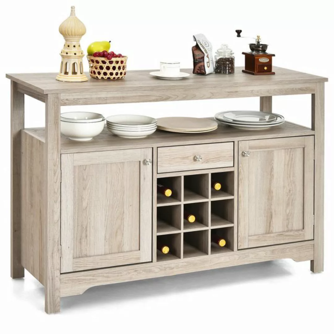 COSTWAY Küchenbuffet Schrank mit Weinregal, Schubladen & Regal, 40x80x116cm günstig online kaufen