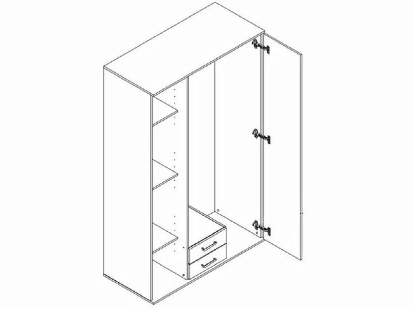 Pol-Power Kleiderschrank 120 x 197 x 53 cm (B/H/T) günstig online kaufen