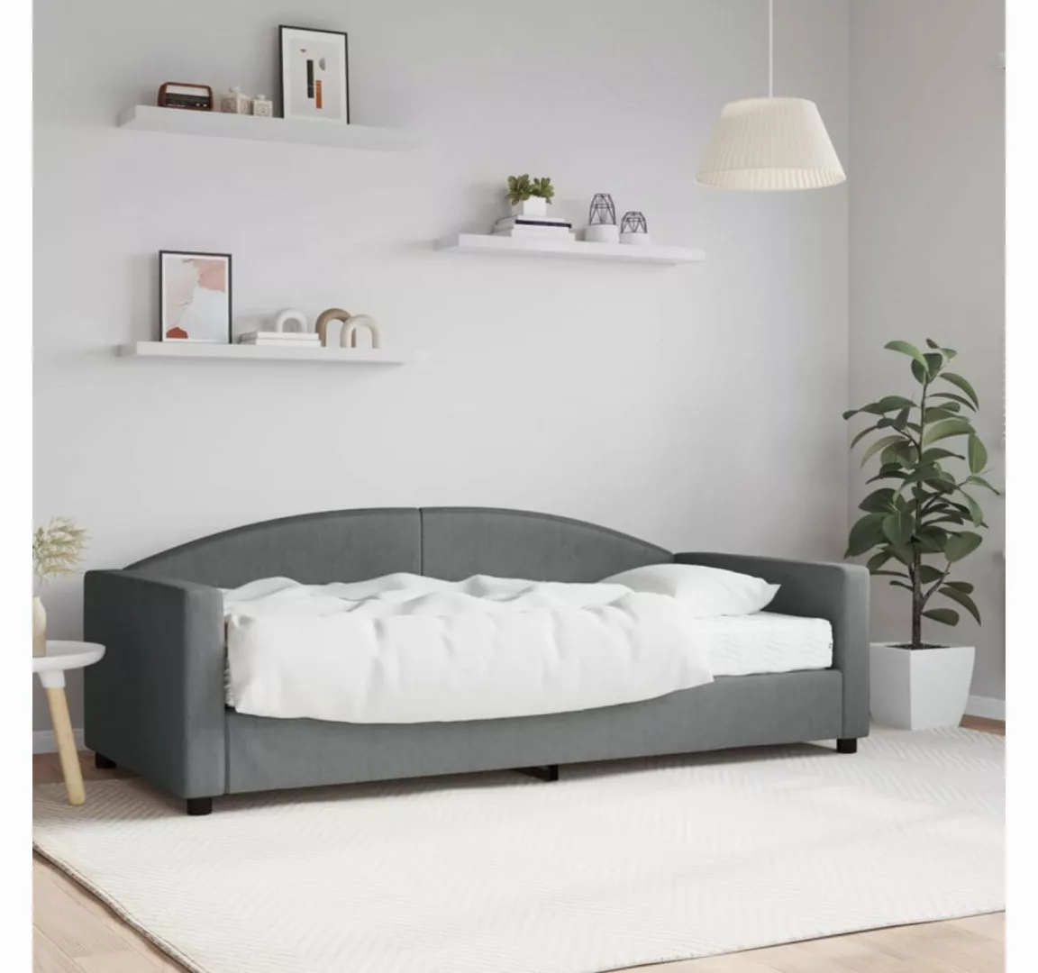 vidaXL Gästebett Gästebett Tagesbett mit Matratze Dunkelgrau 90x190 cm Stof günstig online kaufen