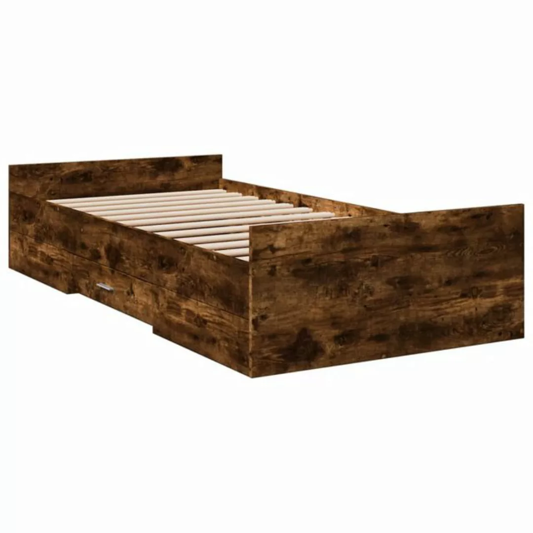 vidaXL Bett Bettgestell mit Schubladen Räuchereiche 90x200cm Holzwerkstoff günstig online kaufen