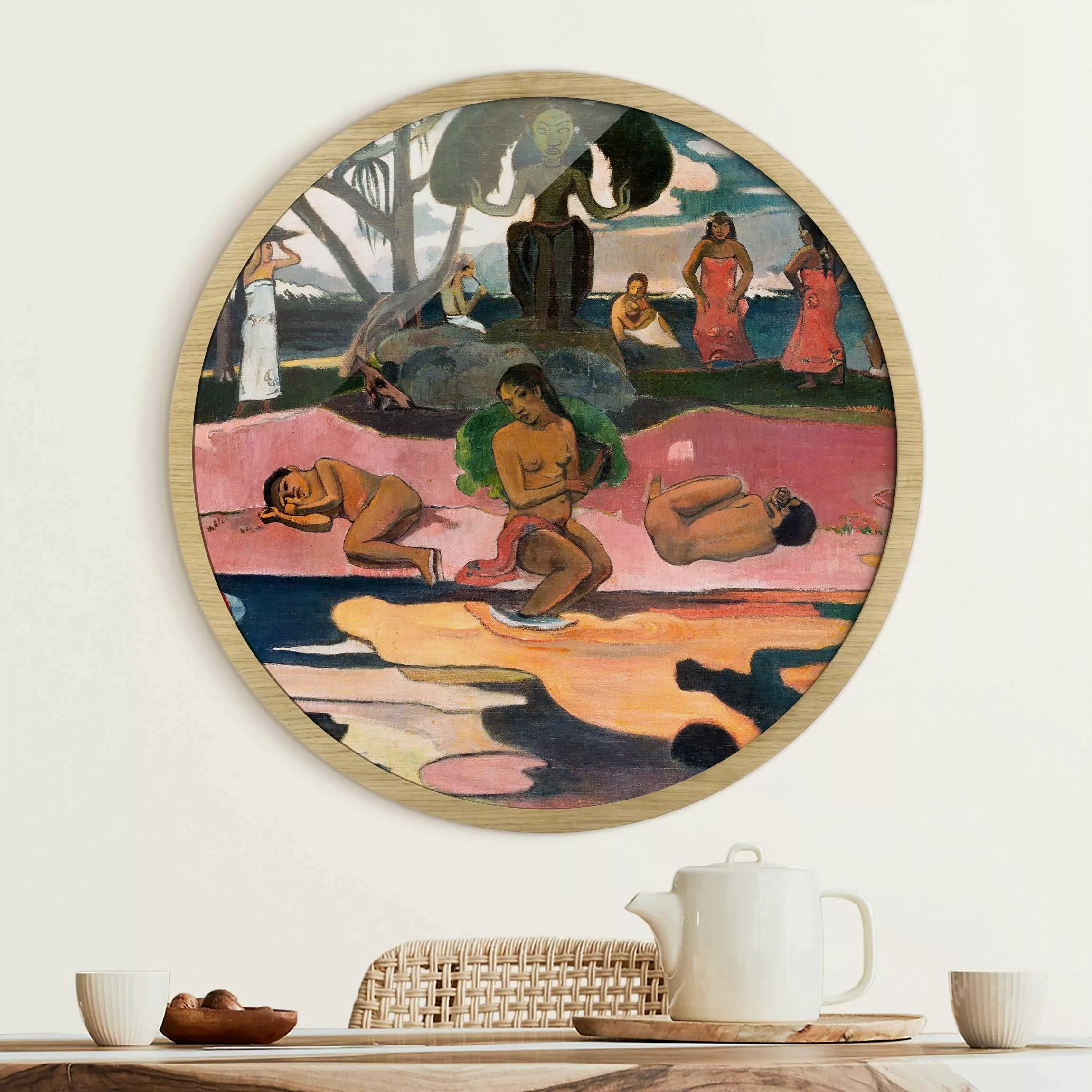 Rundes Gerahmtes Bild Paul Gauguin - Gottestag günstig online kaufen