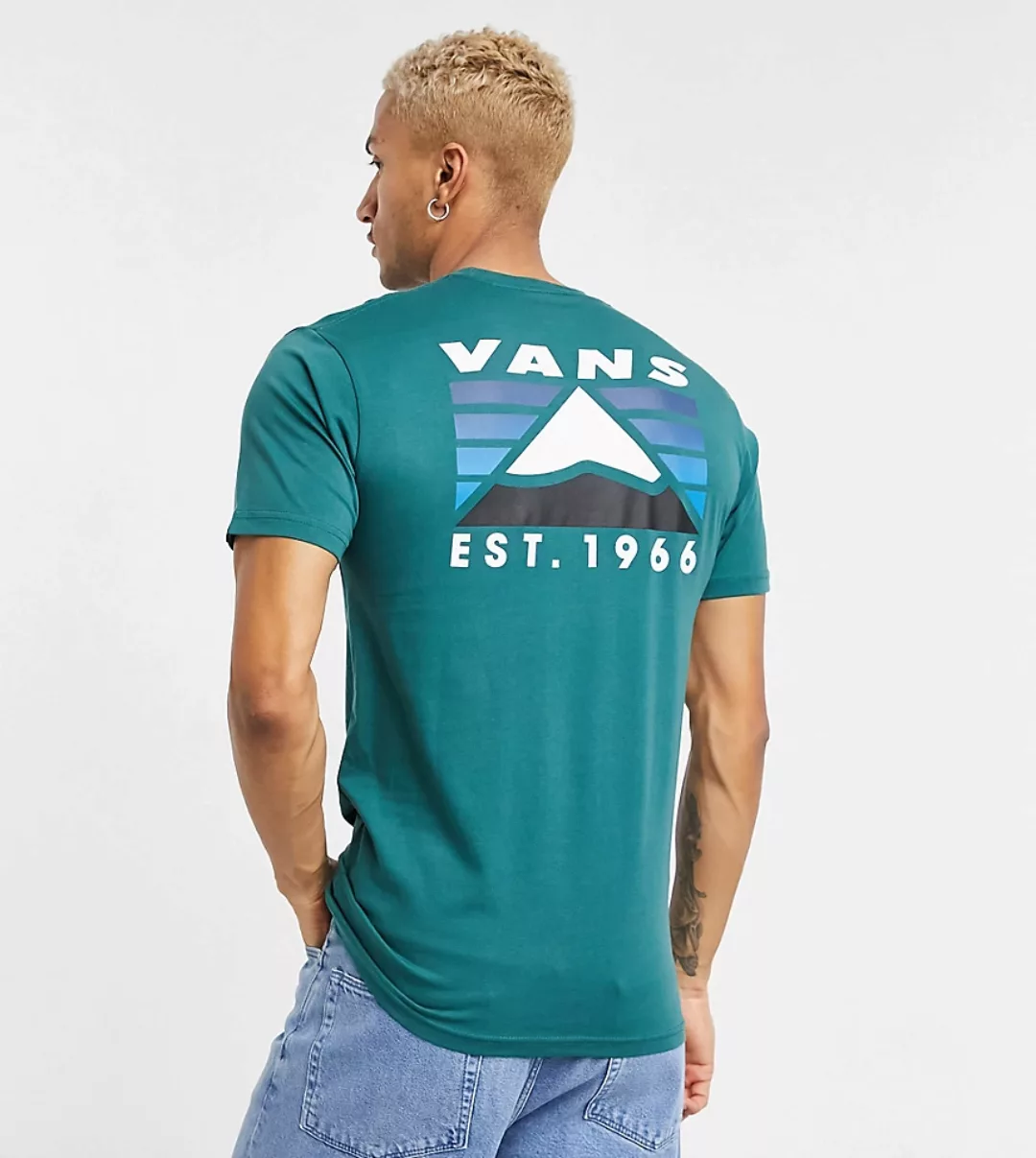 Vans – T-Shirt mit Bergmotiv auf der Rückseite in Grün, exklusiv bei ASOS günstig online kaufen
