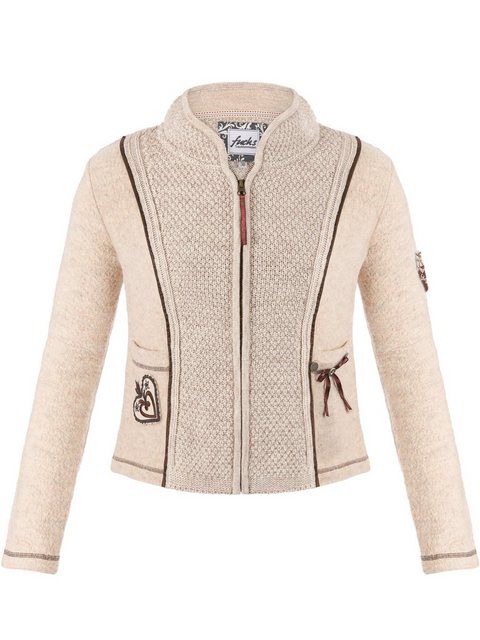 FUCHS Trachtenstrickjacke Trachtenstrickjacke Emma beige (1-tlg) mit Eingri günstig online kaufen