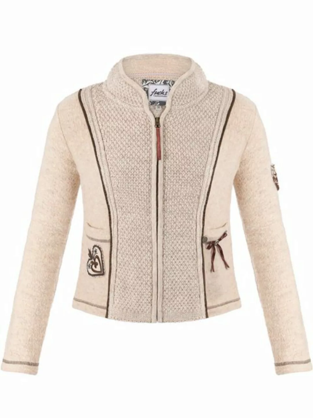 FUCHS Trachtenstrickjacke Trachtenstrickjacke Emma beige (1-tlg) mit Eingri günstig online kaufen