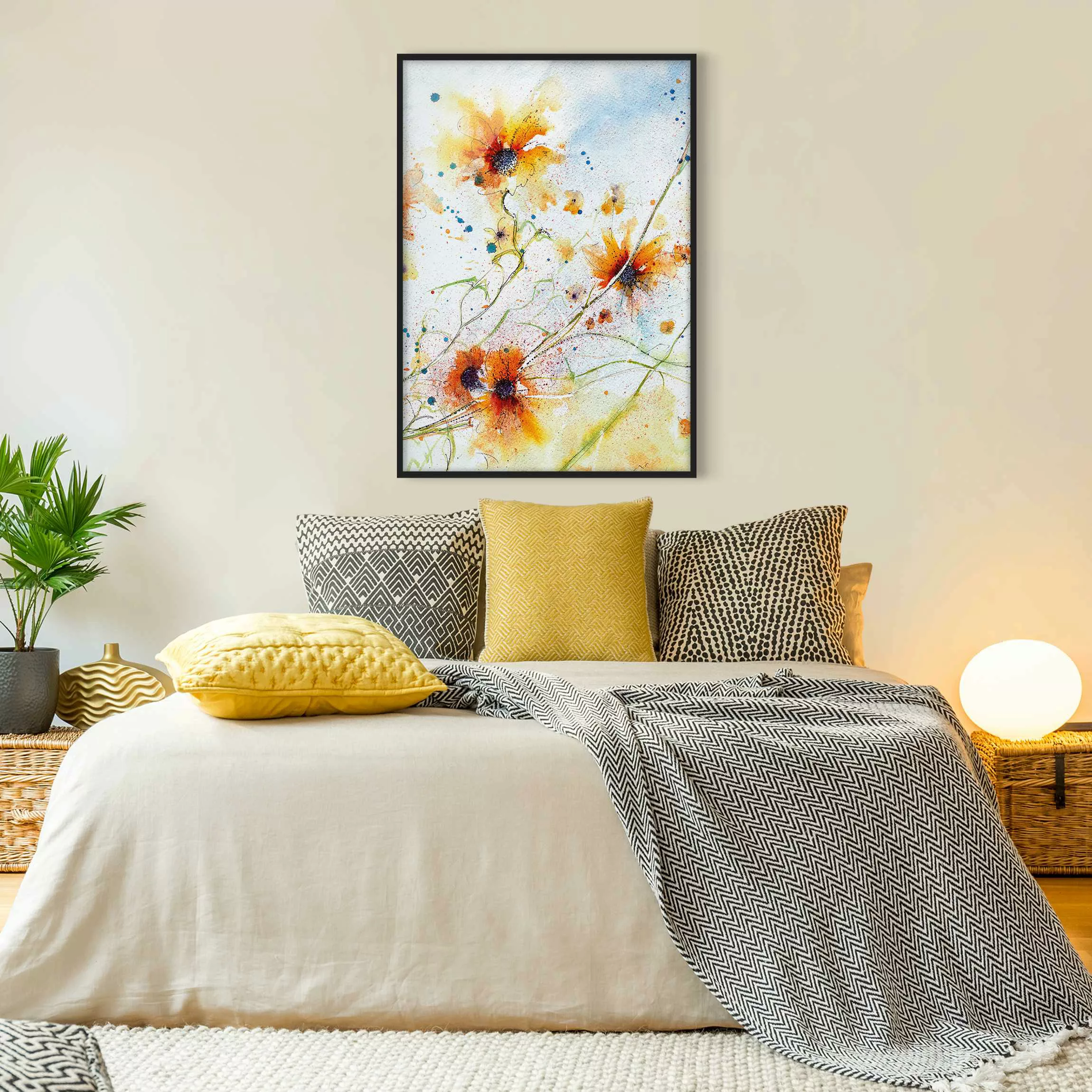 Bild mit Rahmen - Hochformat Painted Flowers günstig online kaufen