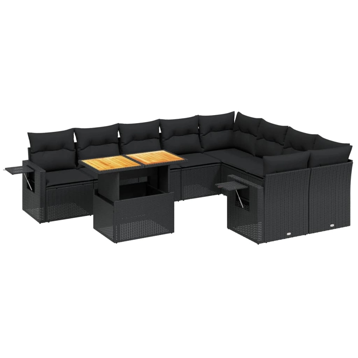 vidaXL 10-Tlg Garten-Sofagarnitur mit Kissen Schwarz Poly Rattan 3271909 günstig online kaufen