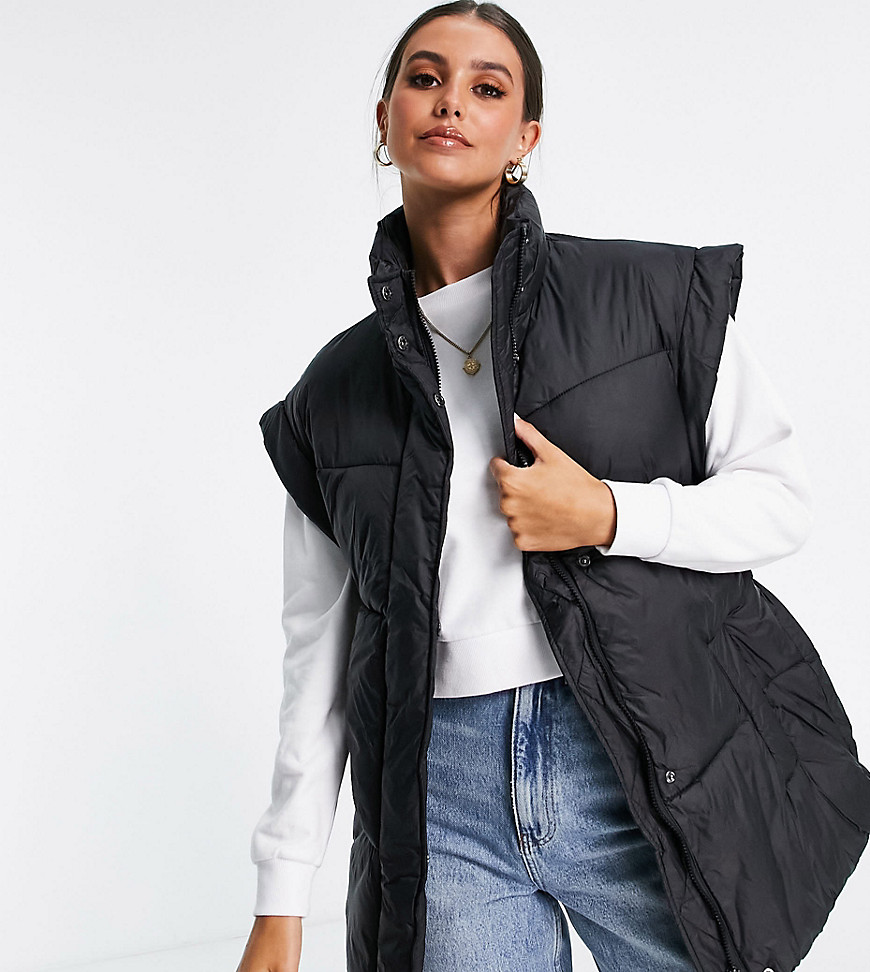 ASOS DESIGN Tall – Steppweste in Schwarz mit Gürtel günstig online kaufen