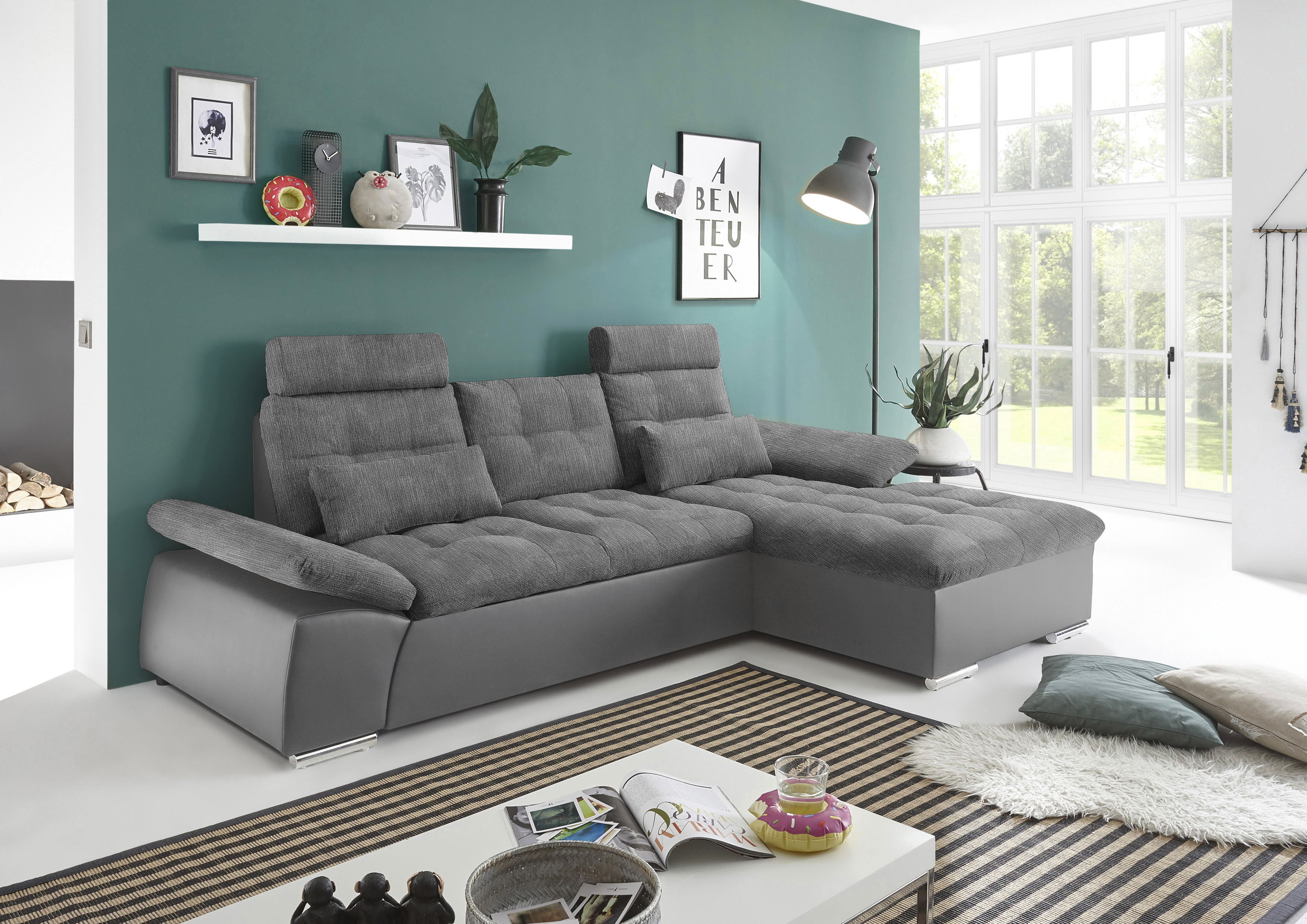 ED EXCITING DESIGN Ecksofa "Jakarta L-Form", mit Bettfunktion, Armteilverst günstig online kaufen