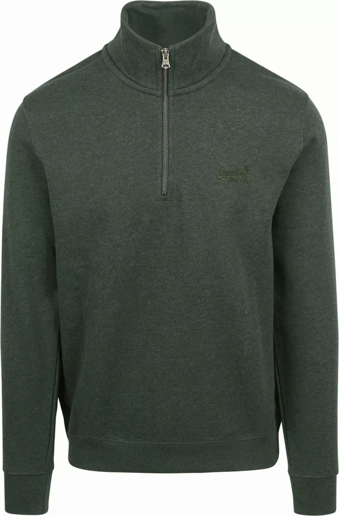 Superdry Henley Essential Half Zip Pullover Dunkelgrün - Größe L günstig online kaufen