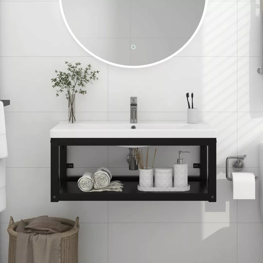 Badezimmer Wand-waschtischgestell Schwarz 79x38x31 Cm Eisen günstig online kaufen