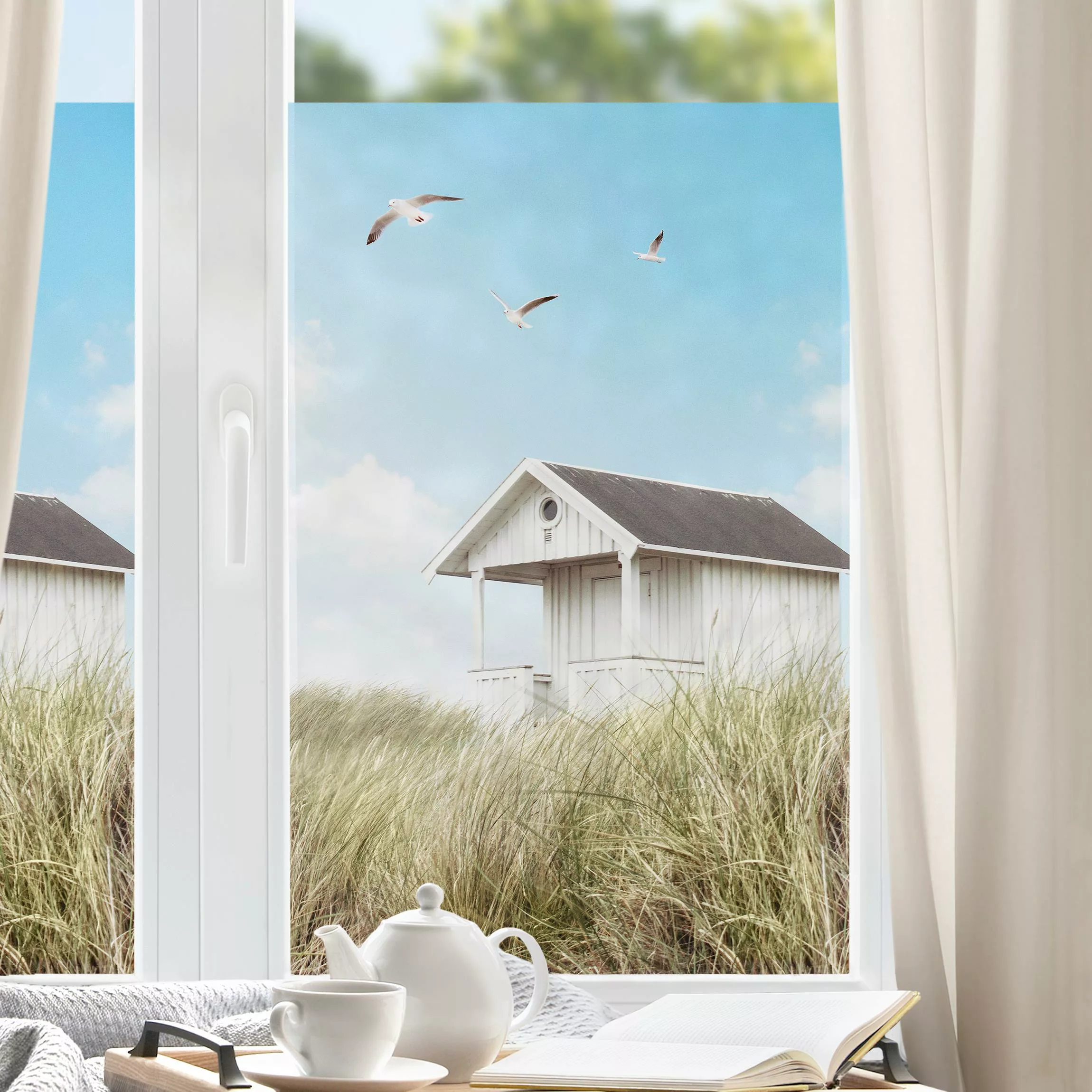 Fensterfolie Holzhütte am Strand günstig online kaufen