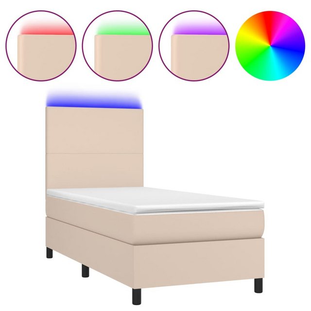 vidaXL Boxspringbett Boxspringbett mit Matratze & LED Kunstleder (90 x 200 günstig online kaufen