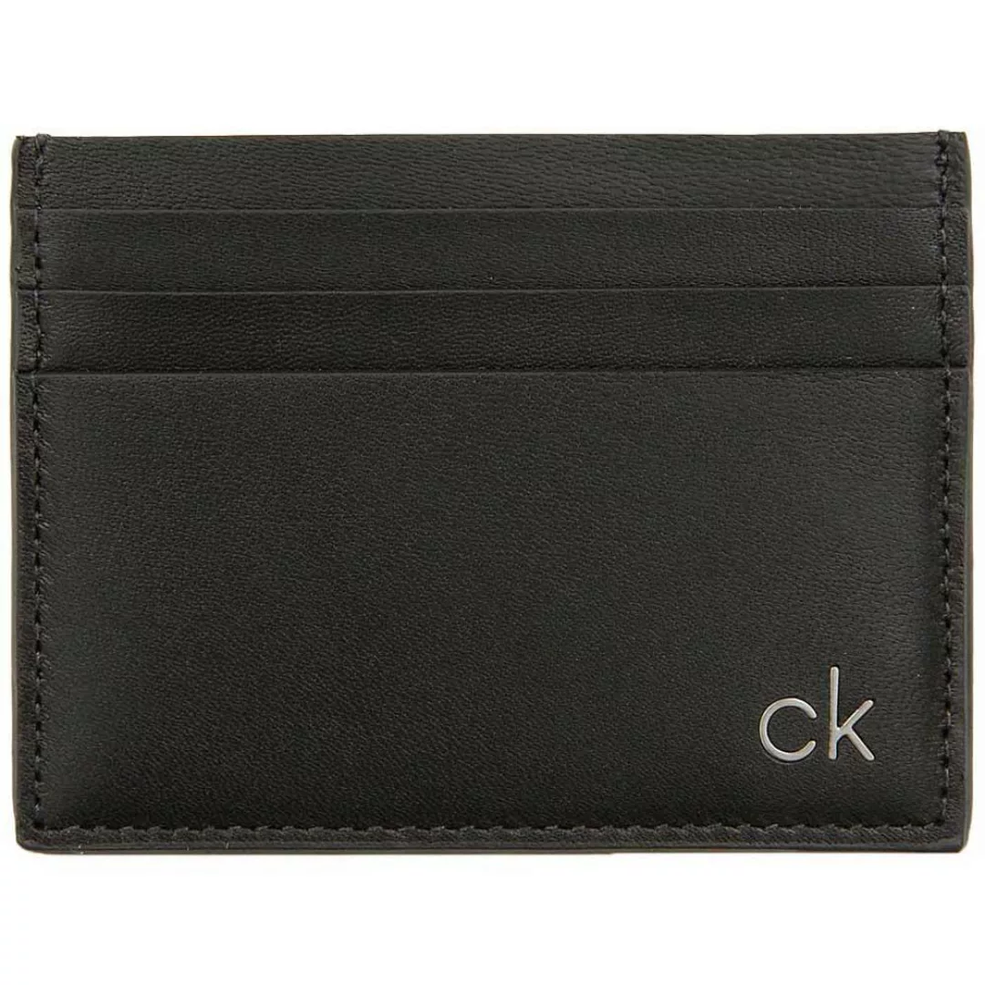 Calvin Klein – Kartenetui aus glattem, schwarzen Leder günstig online kaufen