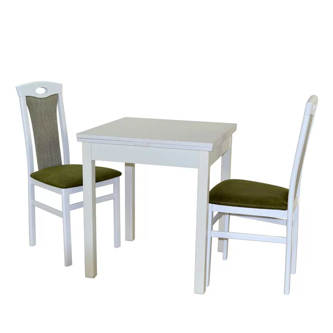 Weiße Esstischgruppe inklusive zwei Stühle klassischen Stil (dreiteilig) günstig online kaufen