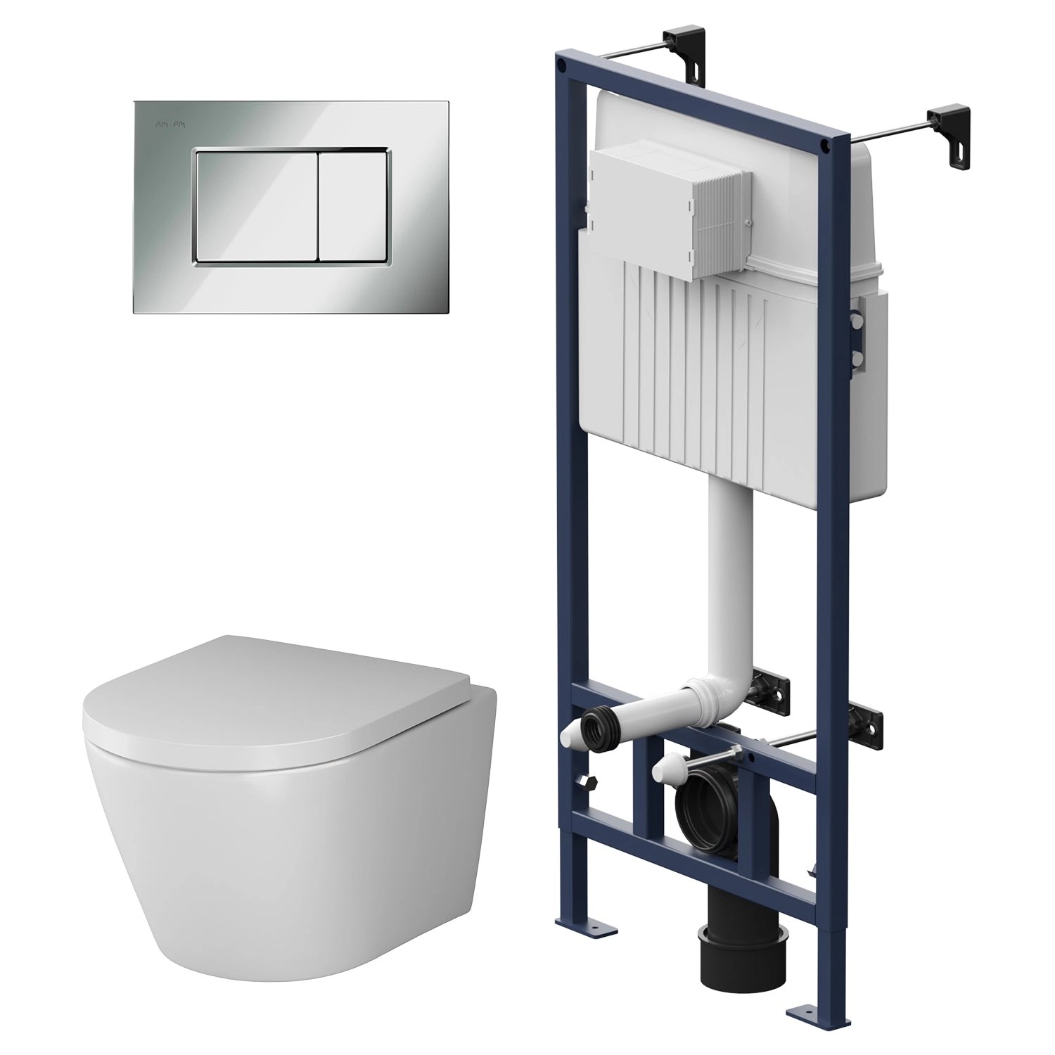 AM.PM WC Set: Wand-WC + Vorwandelement + Drückerplatte Toilette mit Spülkas günstig online kaufen