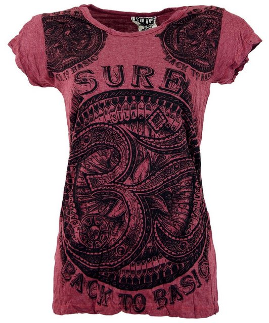 Guru-Shop T-Shirt Sure T-Shirt OM - bordeaux Goa Style, alternative Bekleid günstig online kaufen