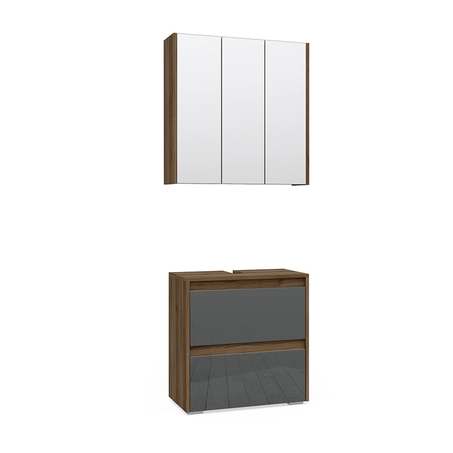 Vicco Badmöbel-Set Majest, Anthrazit/Nussbaum, 2 Teile, günstig online kaufen
