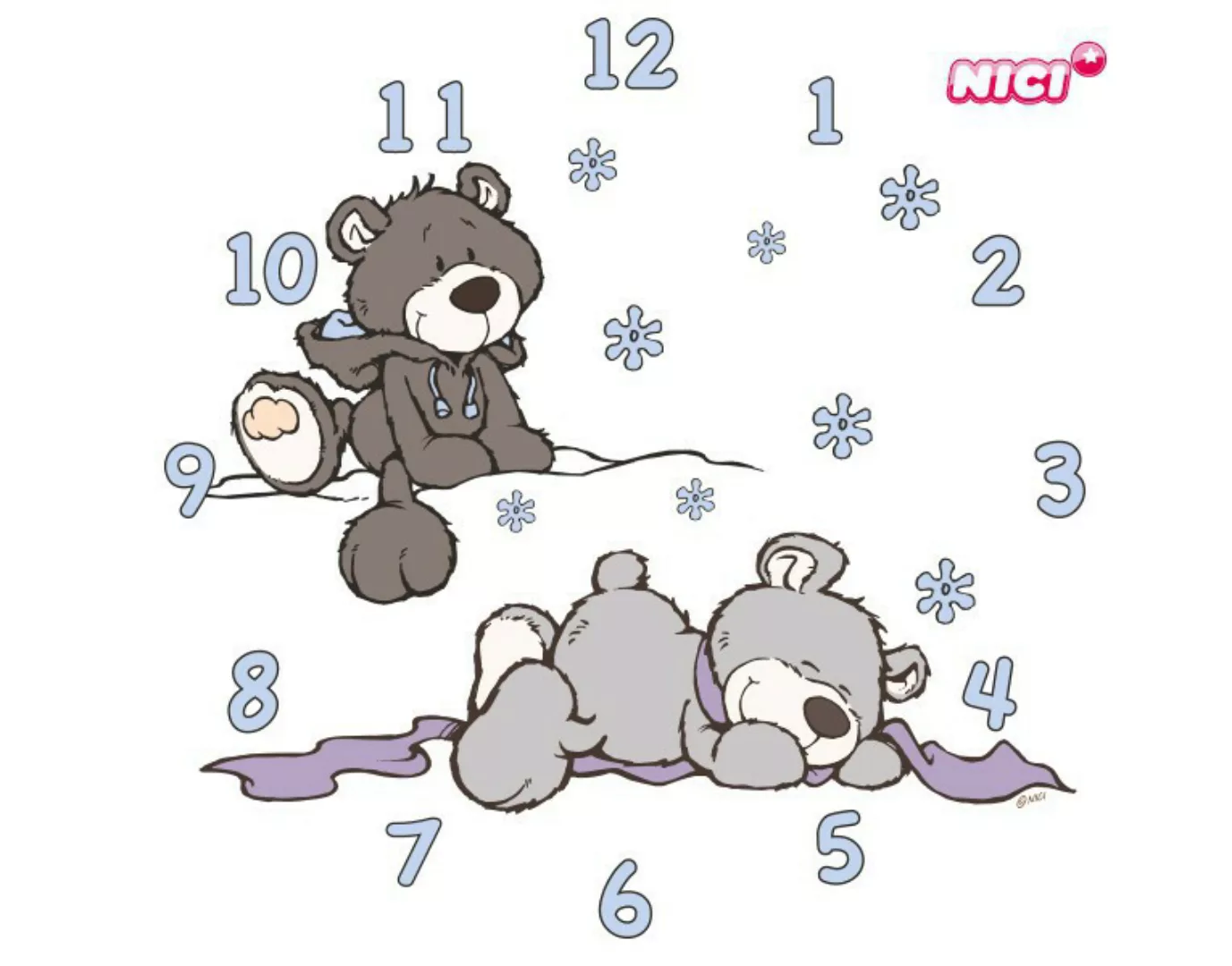 Wandtattoo Kinderzimmer NICI - Winter Bears Uhr günstig online kaufen