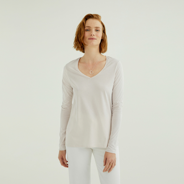 Esterella Damen V-neck Langarm T-shirt Aus Single Jersey Bio Baumwolle günstig online kaufen