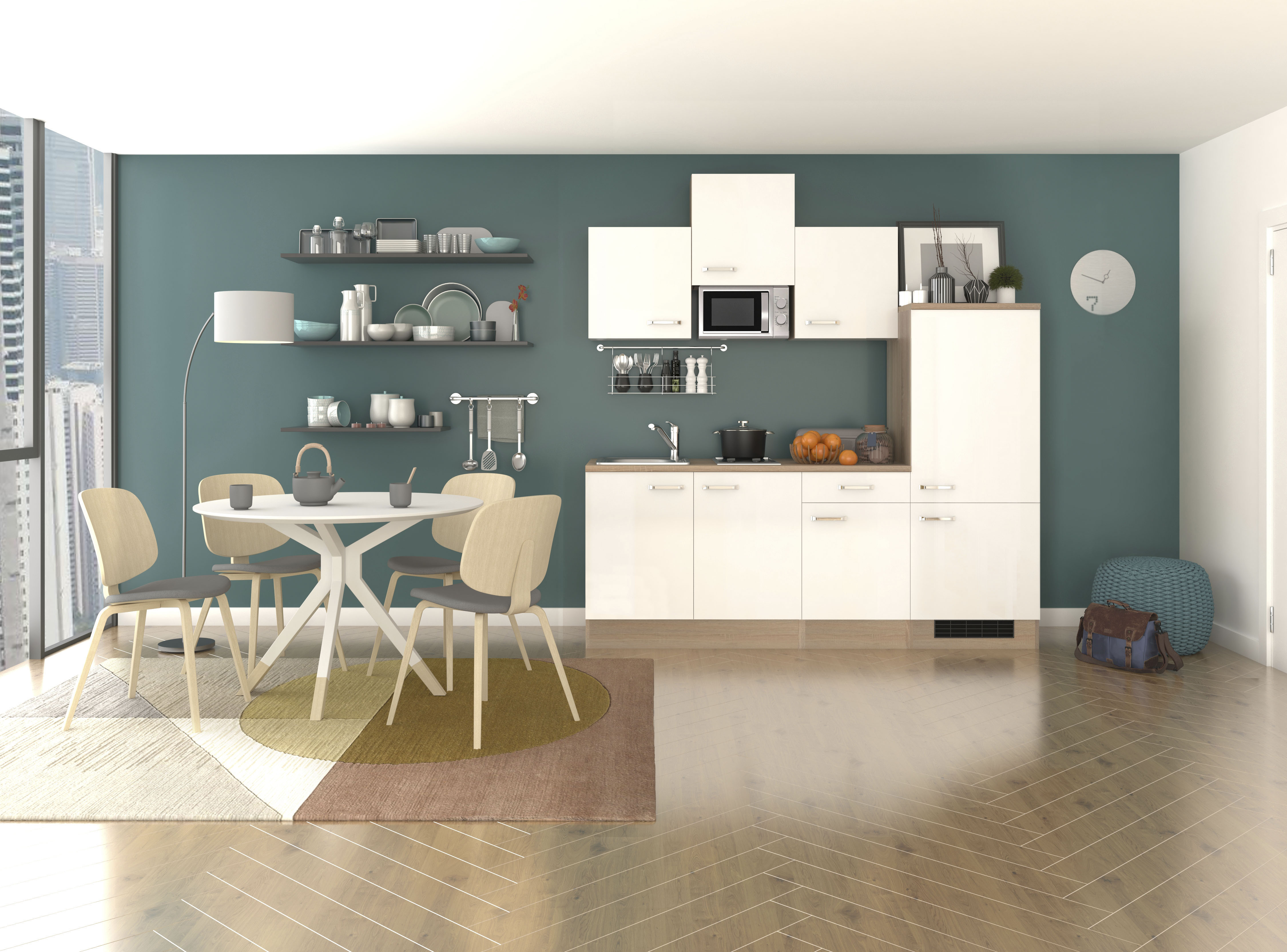 Flex-Well Küche "Florenz", Breite 210 cm, mit Kühlgerät und Glaskeramikkoch günstig online kaufen
