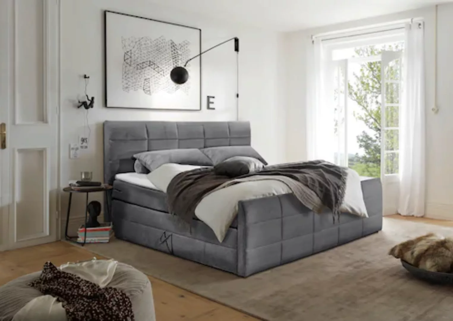 ED EXCITING DESIGN Boxspringbett »Bolivia«, harte Seite mit Kokosmatte, wei günstig online kaufen
