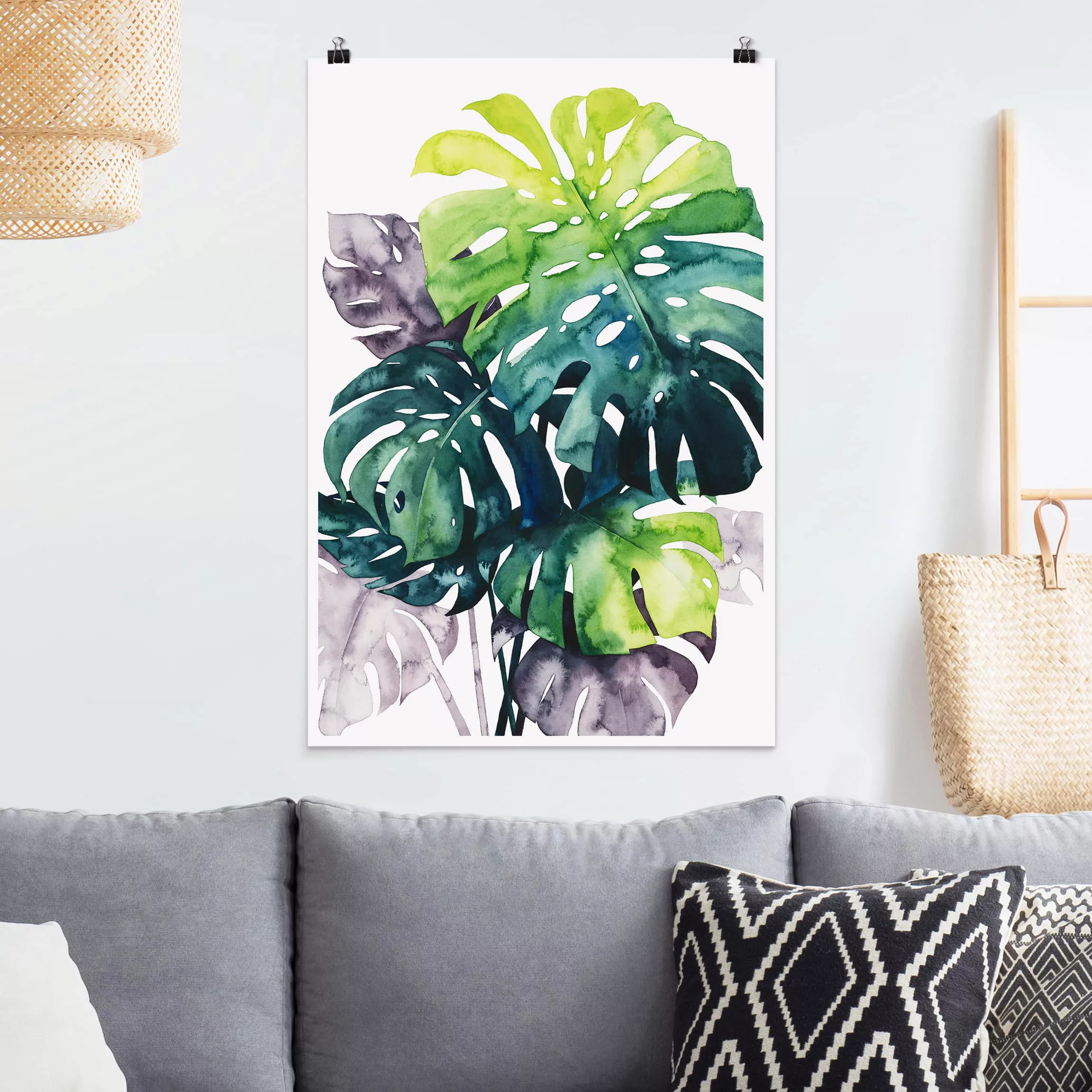 Poster Blumen - Hochformat Exotisches Blattwerk - Monstera günstig online kaufen