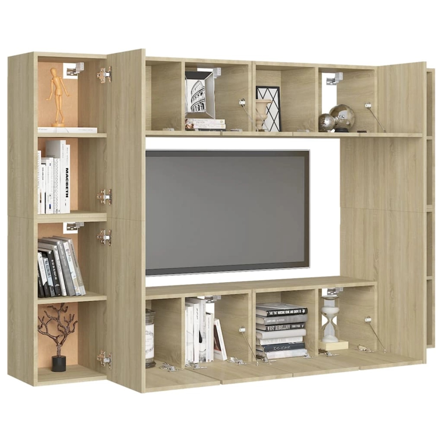 vidaXL TV-Schrank 8-tlg TV-Schrank-Set Sonoma-Eiche Spanplatte günstig online kaufen