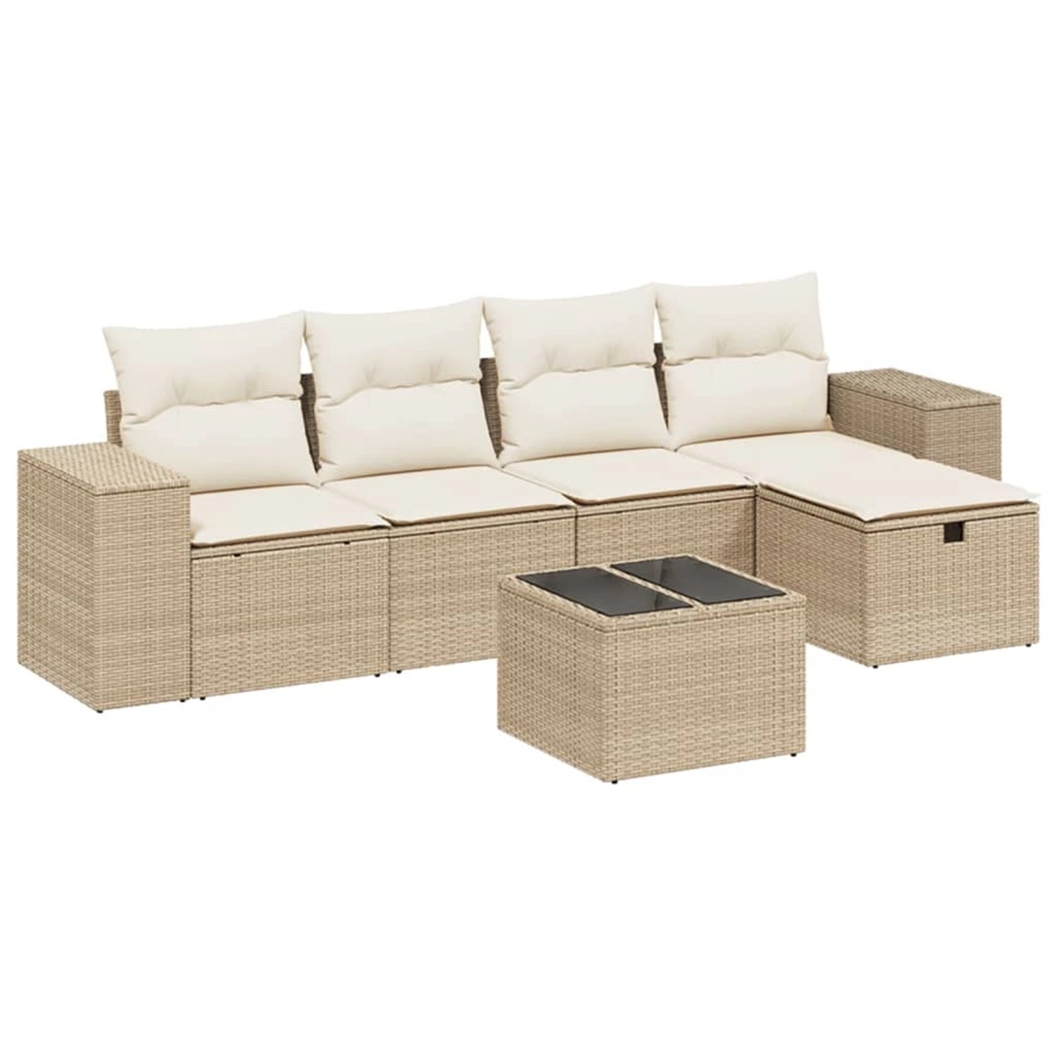 vidaXL 6-Tlg Garten-Sofagarnitur mit Kissen Beige Poly Rattan 3264404 günstig online kaufen