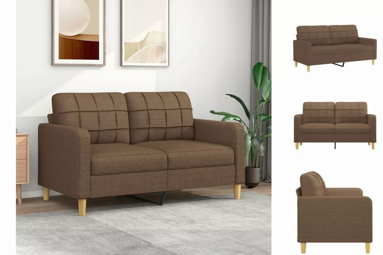 vidaXL Sofa 2-Sitzer-Sofa Braun 140 cm Stoff Couch günstig online kaufen