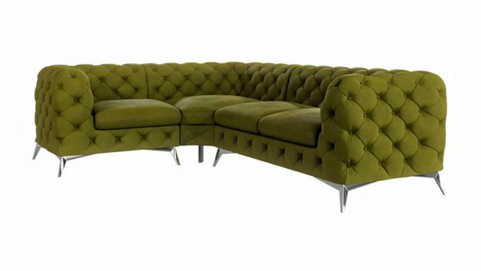 S-Style Möbel Ecksofa Chesterfield Kalina mit Silber Metall Füßen, mit Well günstig online kaufen