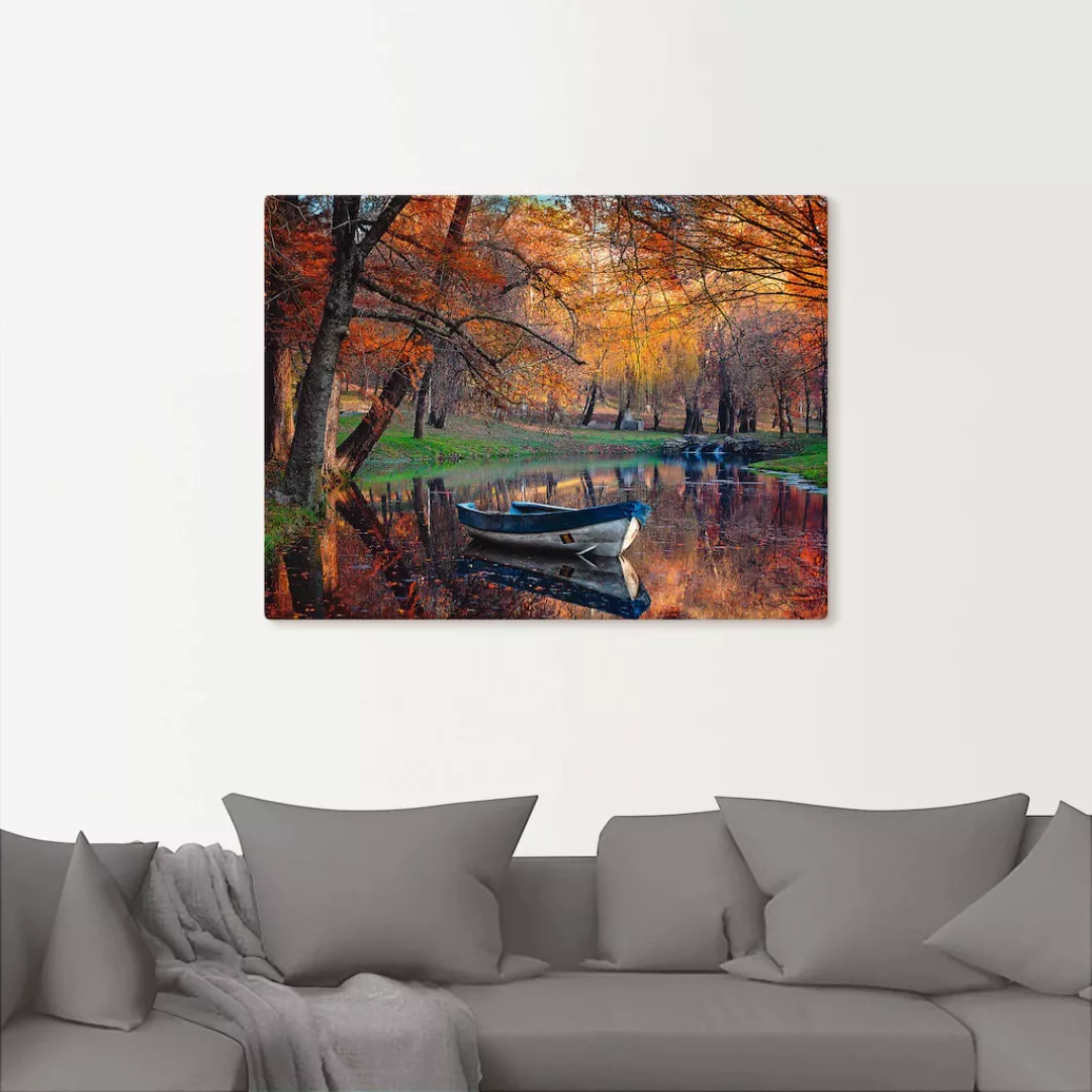 Artland Wandbild "Bunte Herbstlandschaft", Boote & Schiffe, (1 St.), als Le günstig online kaufen