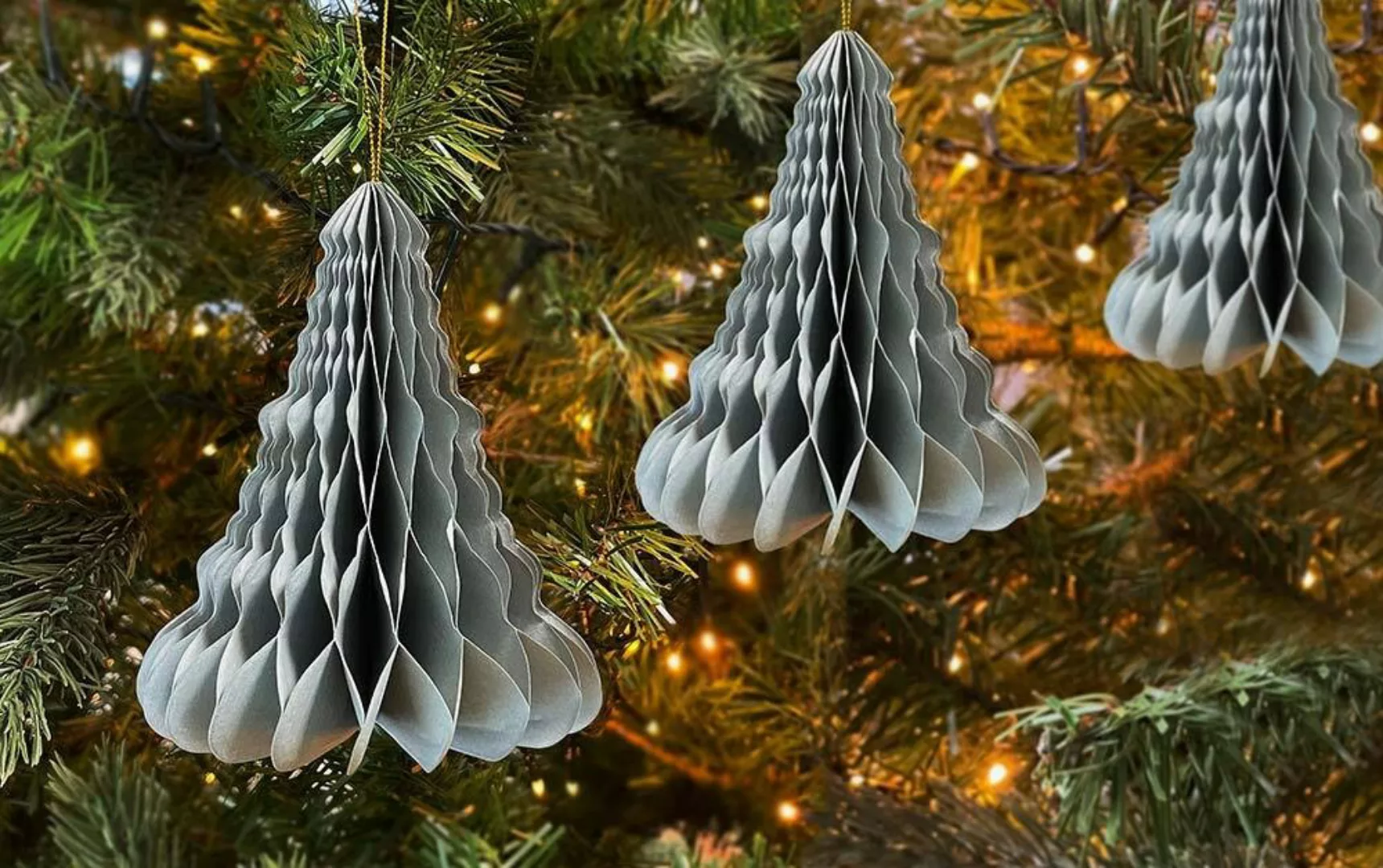 Christbaumschmuck Tannenbaum Papier Grau 4 Stück Christbaumanhänger Weihnac günstig online kaufen