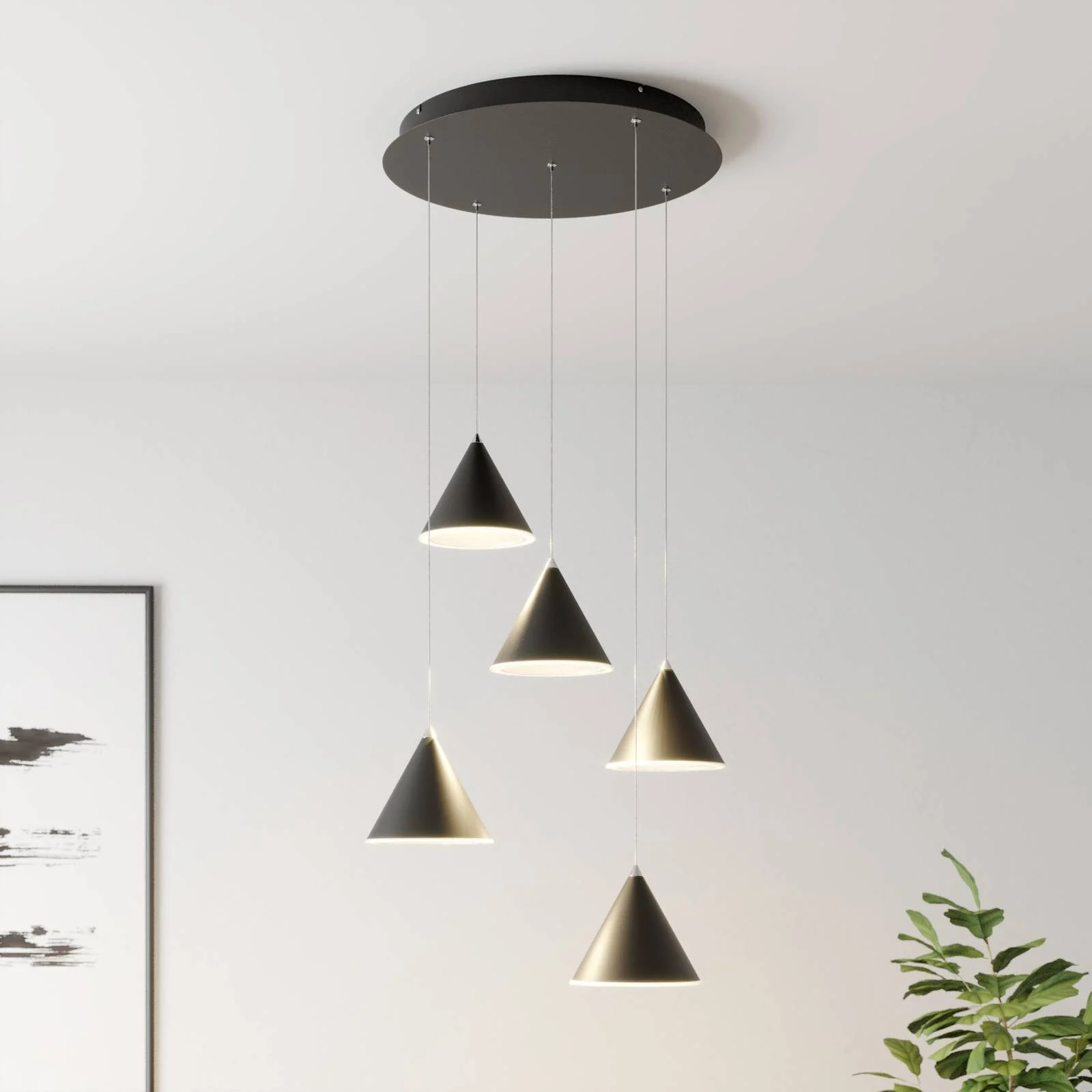 Lucande Livan LED-Hängeleuchte, schwarz, 5-fl. günstig online kaufen