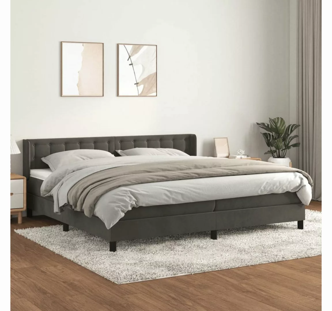 vidaXL Boxspringbett Boxspringbett mit Matratze Dunkelgrau 200x200 cm Samt günstig online kaufen