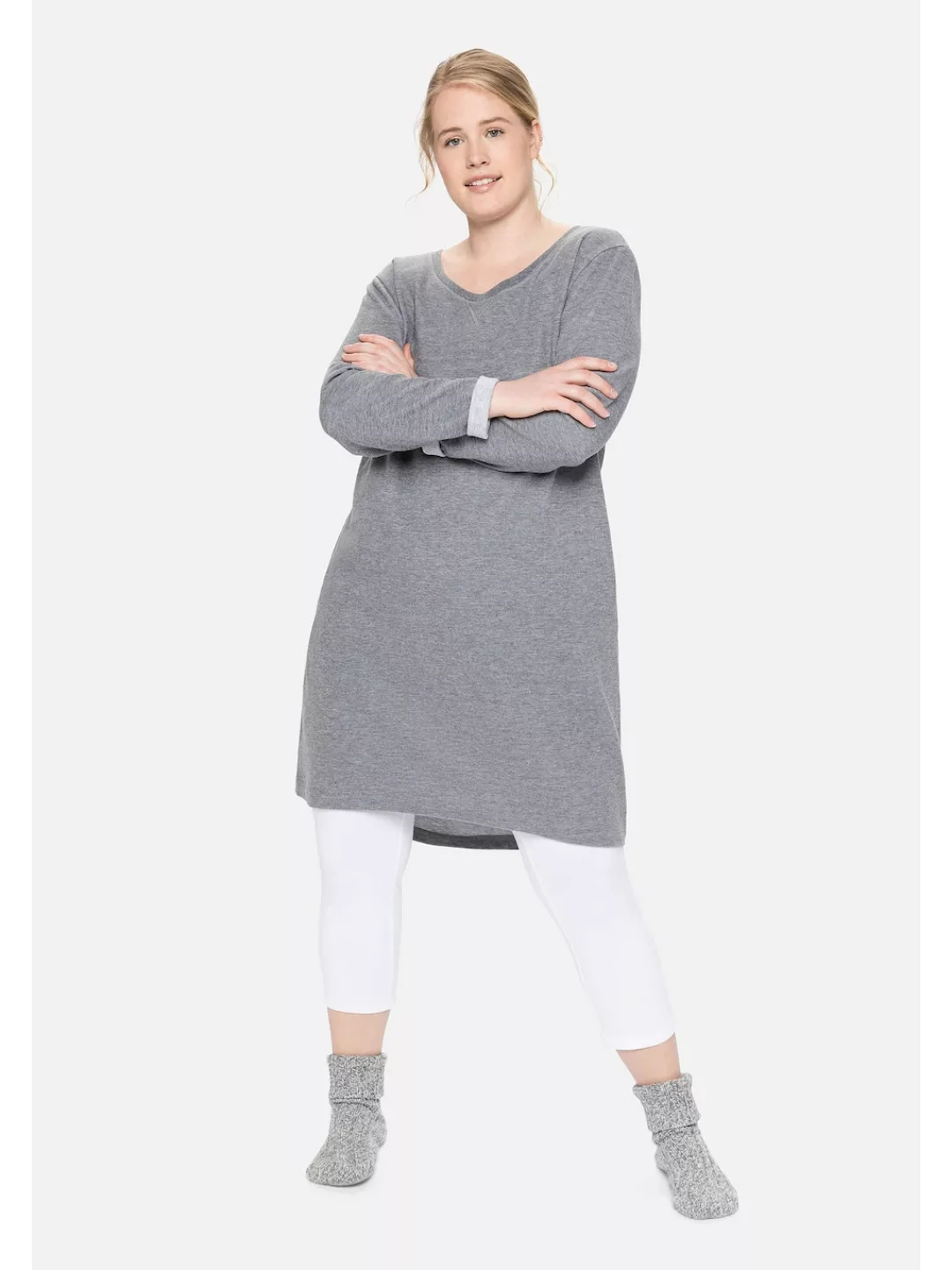 Sheego Sweatkleid "Große Größen", mit Kontrast-Innenseite günstig online kaufen