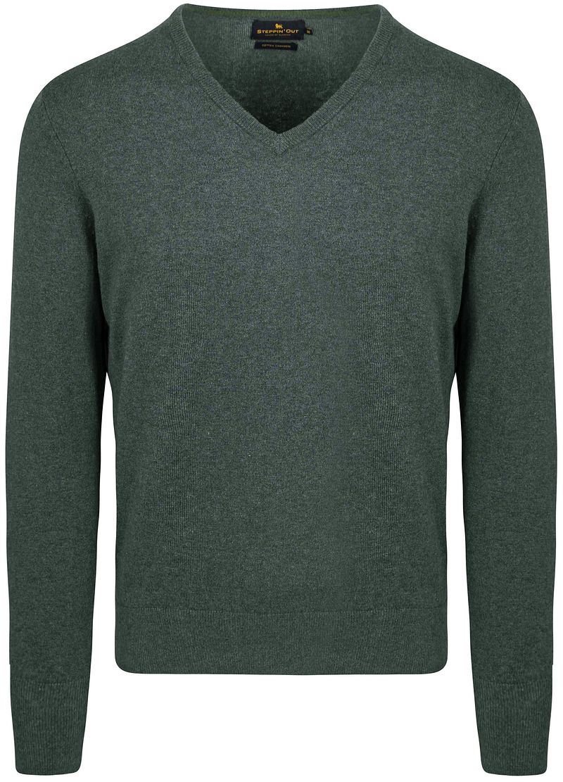 Steppin' Out Pullover Cotton Cashmere V-Ausschnitt Dunkelgrün - Größe 3XL günstig online kaufen