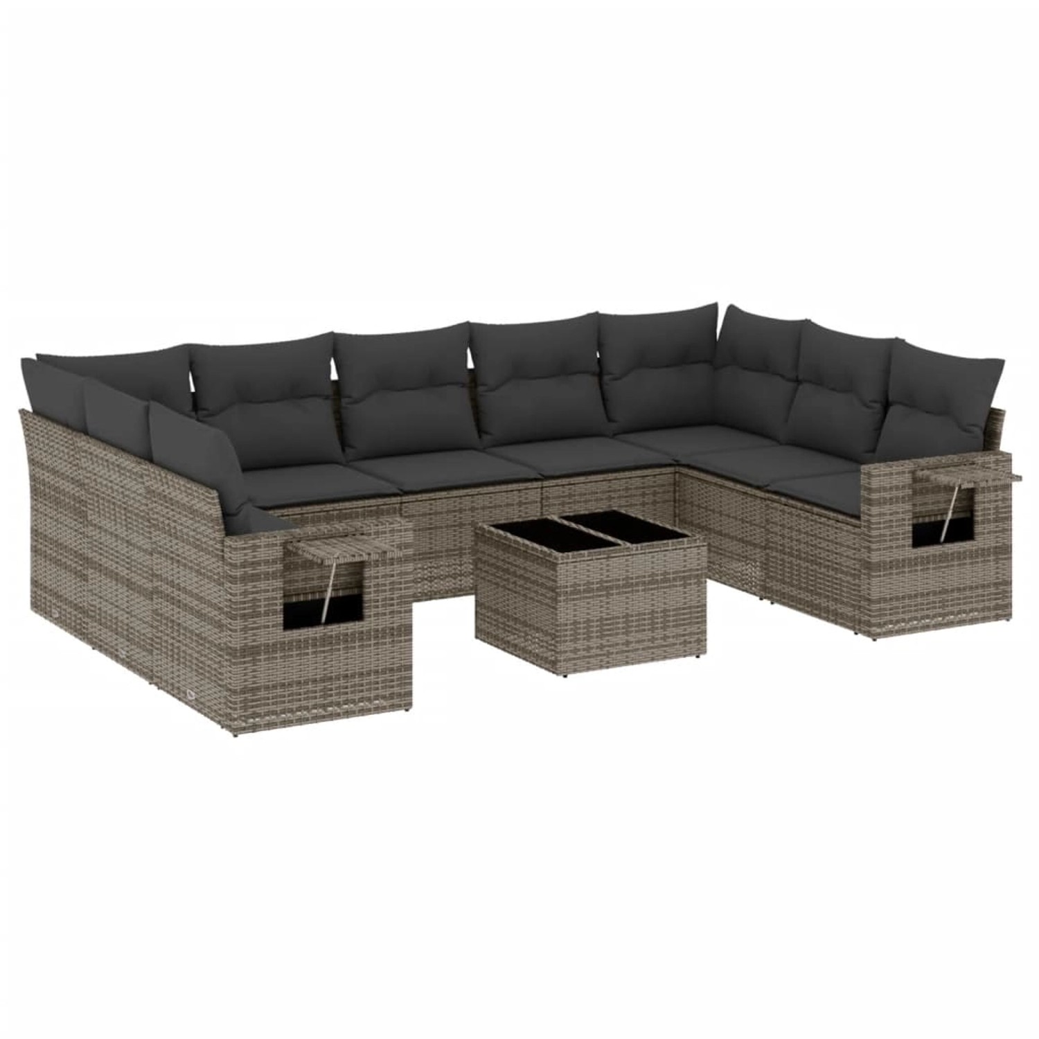 vidaXL 10-Tlg Garten-Sofagarnitur mit Kissen Grau Poly Rattan 3220609 günstig online kaufen