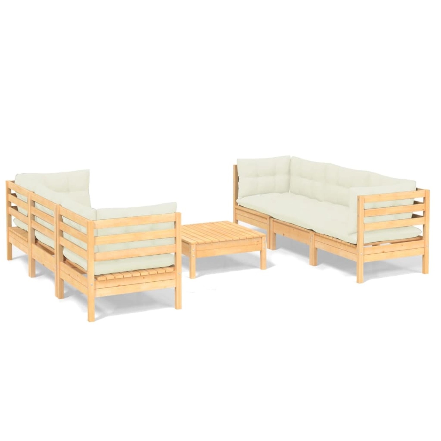 vidaXL 7-tlg Garten-Lounge-Set mit Creme Kissen Kiefernholz Modell 3 günstig online kaufen