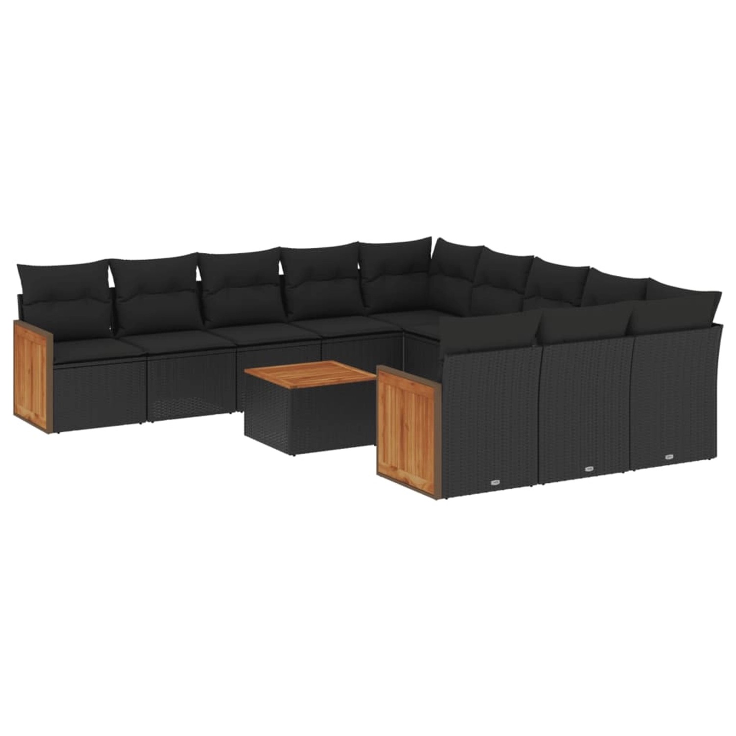 vidaXL 12-tlg Garten-Sofagarnitur mit Kissen Schwarz Poly Rattan Modell 80 günstig online kaufen