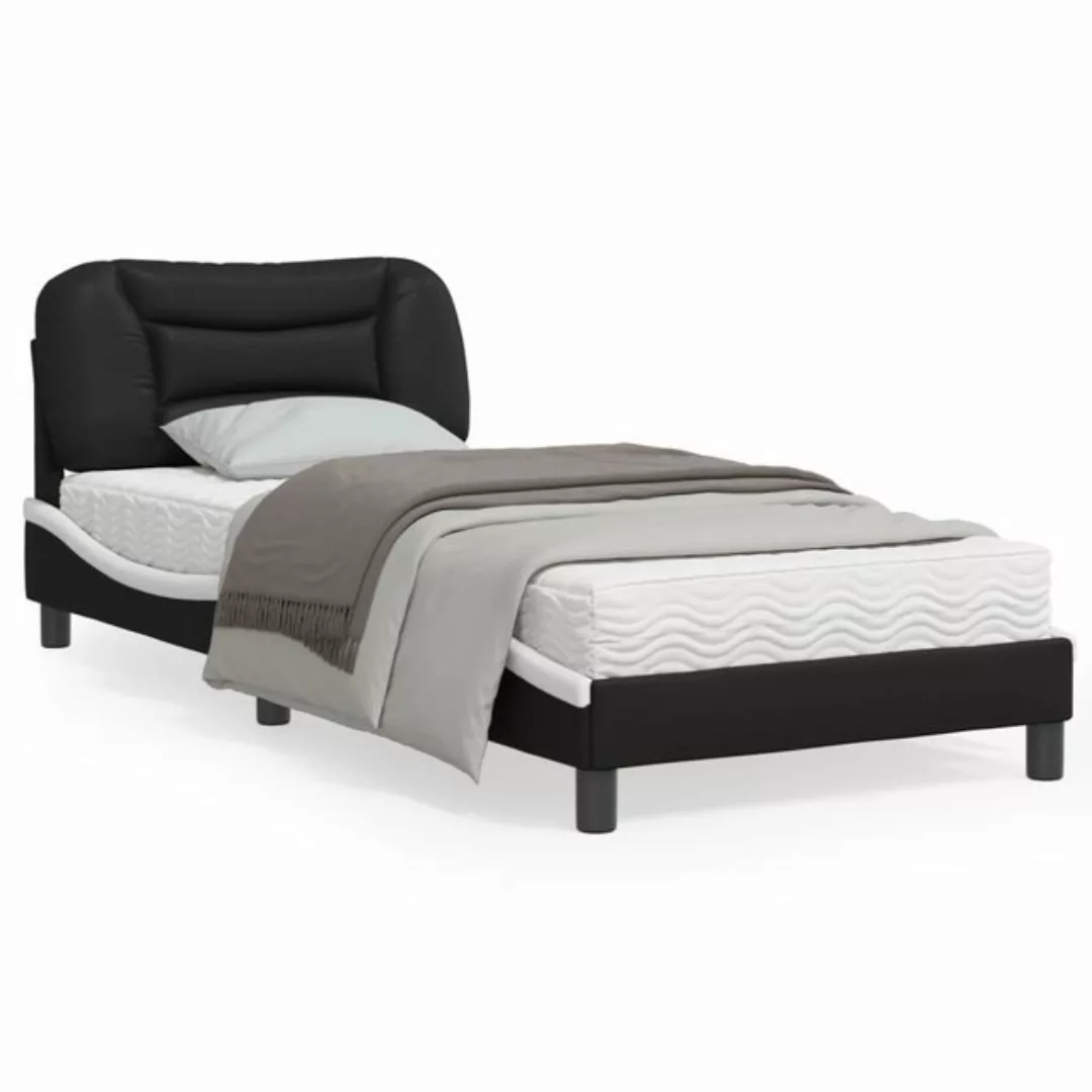 vidaXL Bett Bettgestell mit LED Schwarz und Weiß 90x190 cm Kunstleder günstig online kaufen