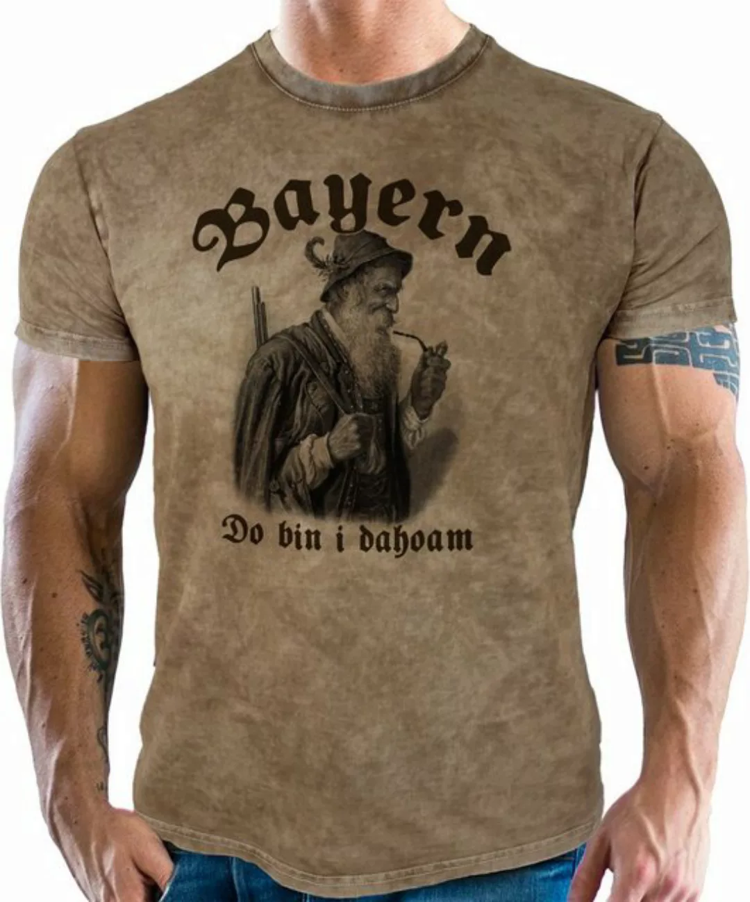 LOBO NEGRO® T-Shirt für Trachten Bayern Fans im Used Vintage Retro Look - D günstig online kaufen