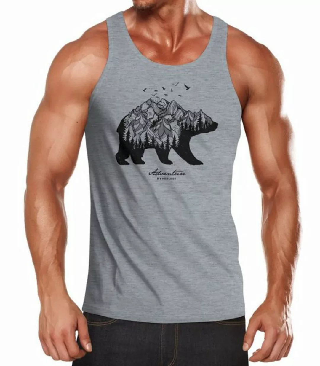 Neverless Tanktop Herren Tank-Top Abenteuer Bär Berge Wald Bear Mountains A günstig online kaufen