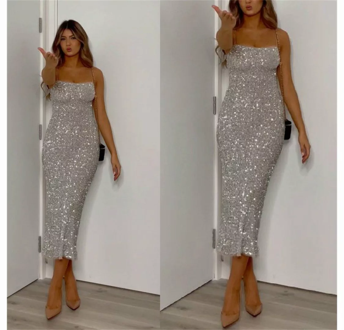 RUZU UG Abendkleid Kleid Sexy Slim Fit Pailletten-Straps-Nachtclubkleid günstig online kaufen