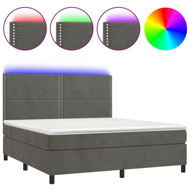 vidaXL Boxspringbett Boxspringbett mit Matratze & LED Samt (160 x 200 cm, D günstig online kaufen