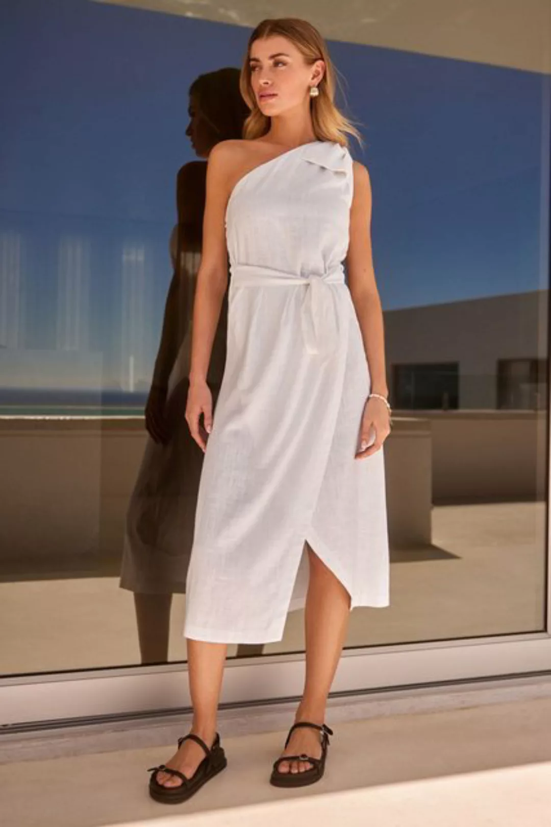 Next Sommerkleid Einschulteriges Sommerkleid mit Schleifendetail (1-tlg) günstig online kaufen