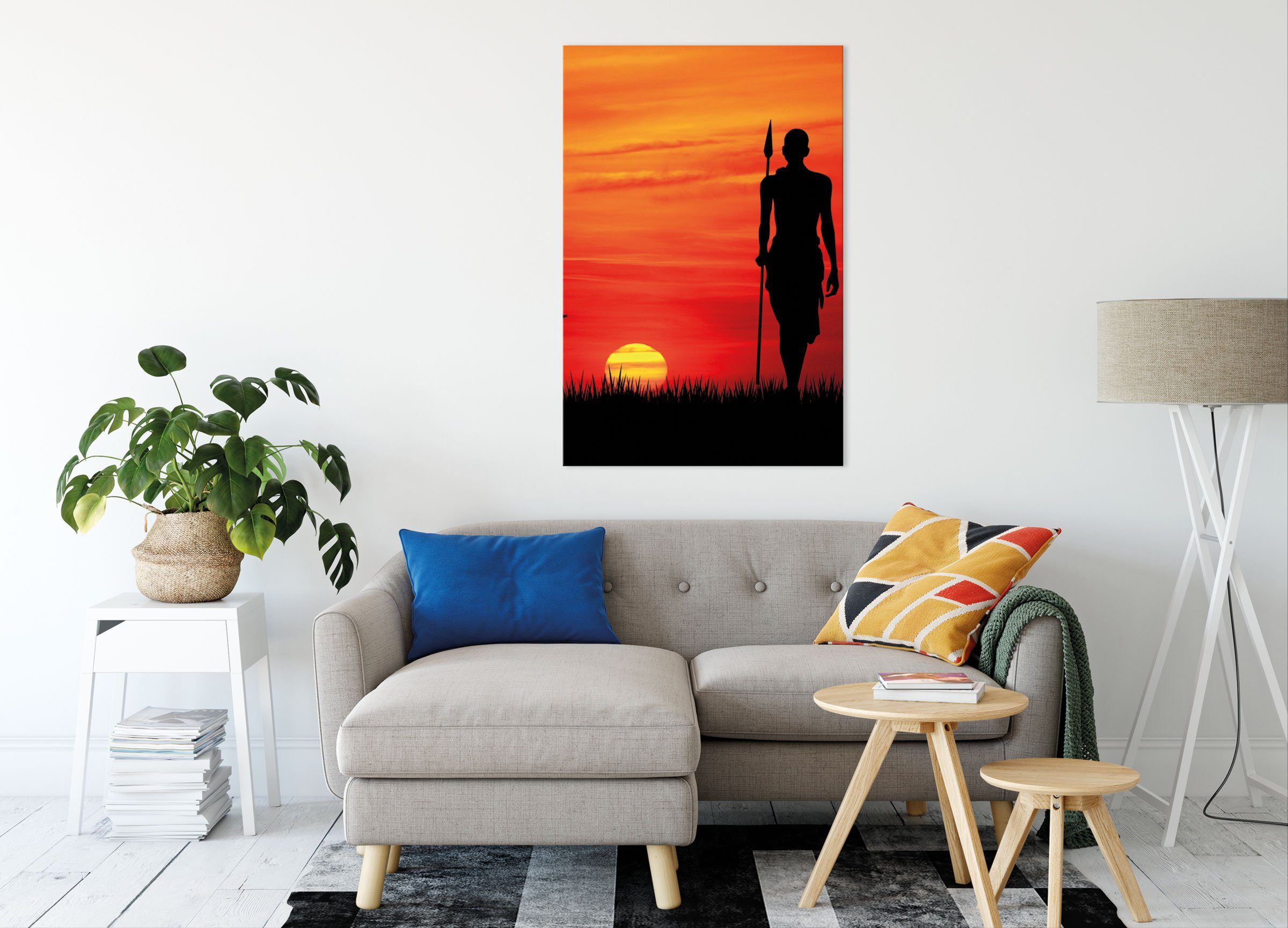 Pixxprint Leinwandbild Roter Sonnenuntergang in Afrika, günstig online kaufen