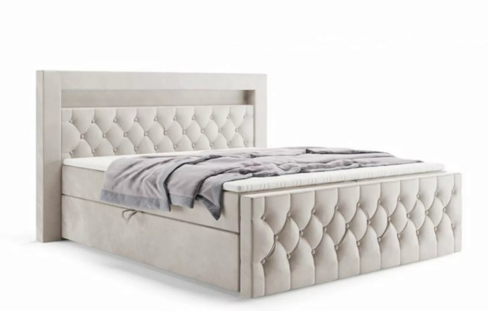 Labett Boxspringbett mit gestepptem Kopf- & Fußteil GOLD 9, 140x200 160x200 günstig online kaufen